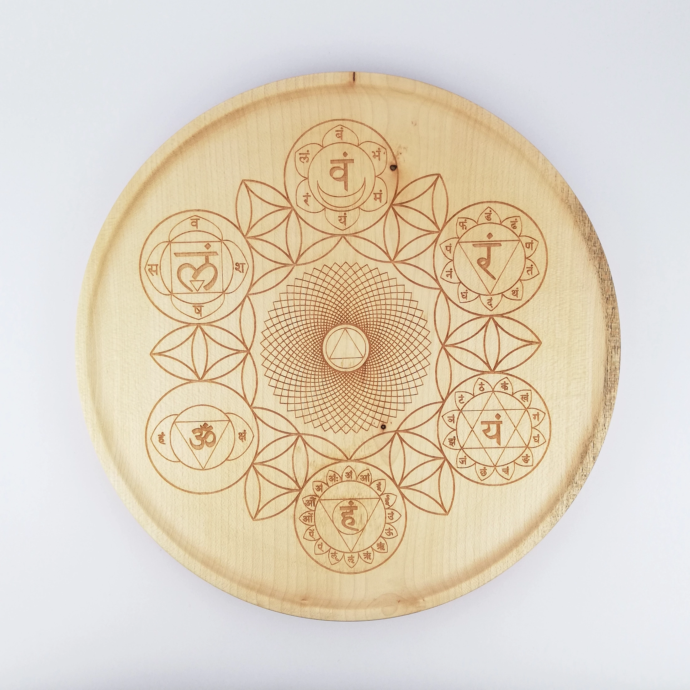 All chakras on one big plate (30cm/11.8in in diameter), front.